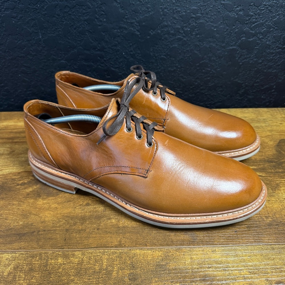 Allen Edmonds Nomad 5972 Tan Leather Plain-Toe Derby Dress Shoes Mens 12 D